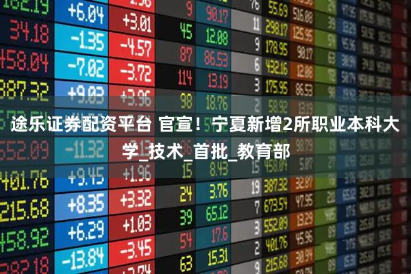 途乐证券配资平台 官宣!宁夏新增2所职业本科大学_技术_首批_教育部